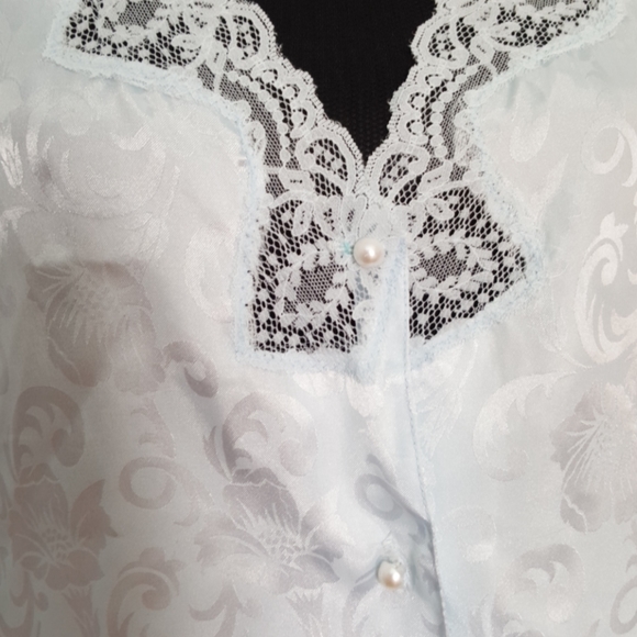 VTG Pajama Lounge Set LovLee Pale Blue Top & Pants - Picture 2 of 10